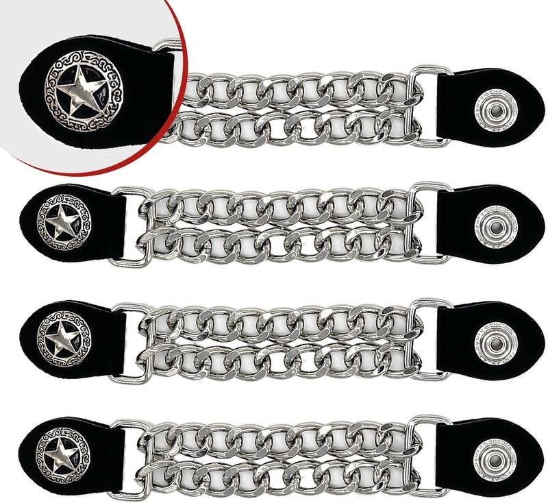 Mirthcos Motorcycle Vest Extenders for Men & Women - 4 PCS Leather Vest Extensions for Biker - Durable Double Chrome Chains - Image 5